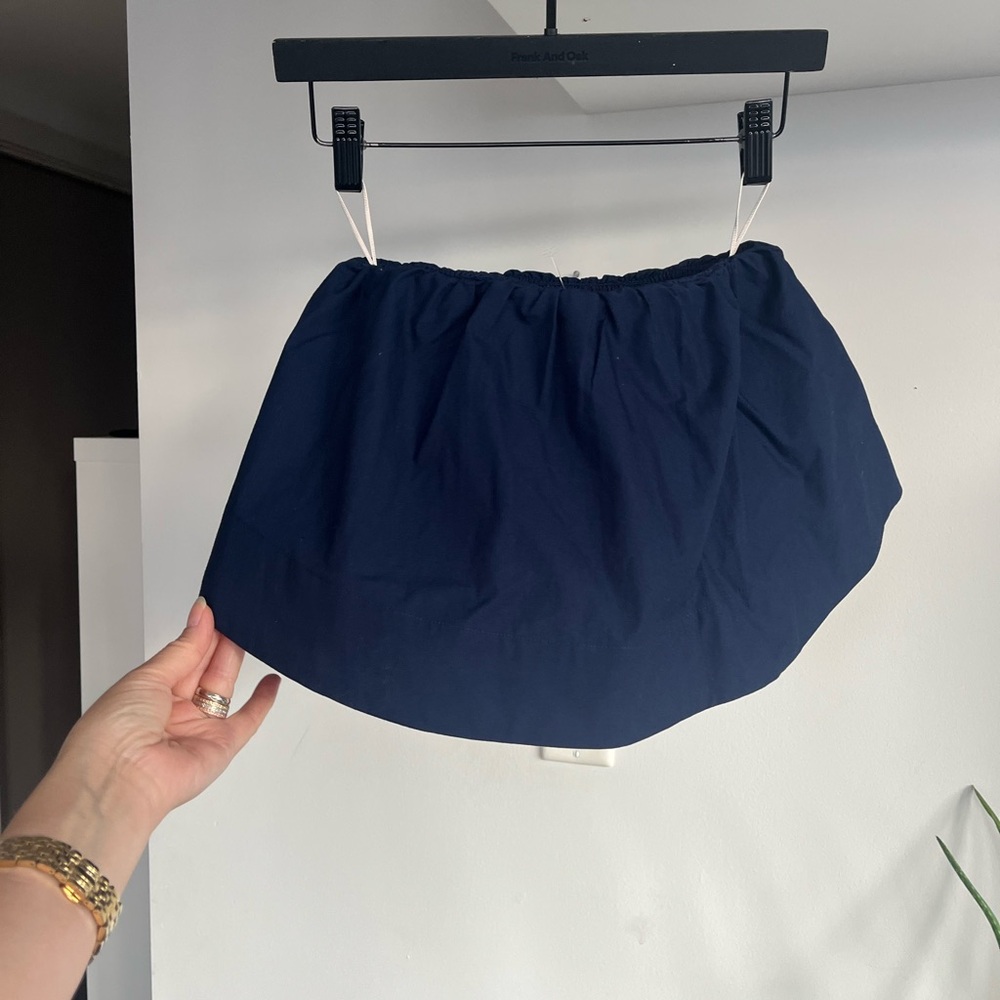 Aritzia Wilfred Bonaventure Navy Strapless Cropped Tube Top Blouse Size Small - Picture 3 of 9